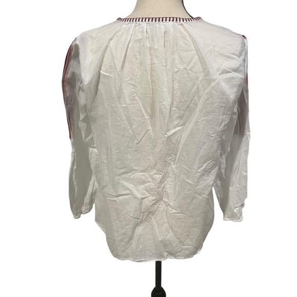 Michael Kors Top Sz Small White Cinnabar Aztec Red - Picture 4 of 11